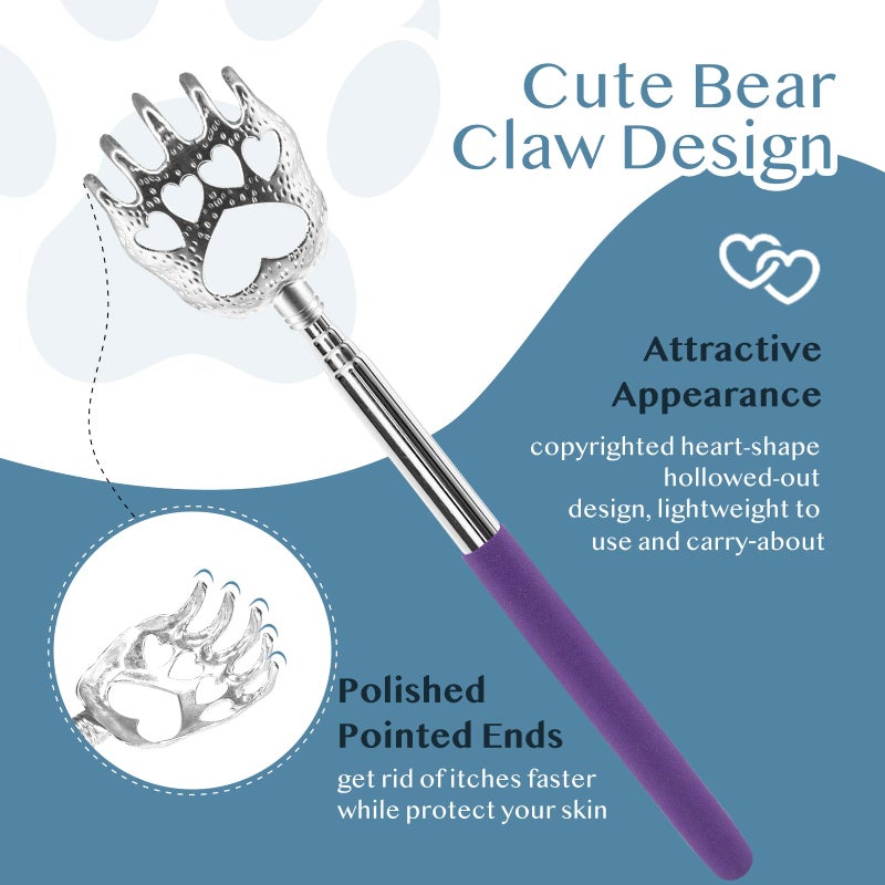 Plazuria (4-Pack) Extendable Back Scratchers - Metal Claws with Telescopic Rubber Handles - Stocking Stuffers for Men, Women, Kids - Christmas Gift - Image 3