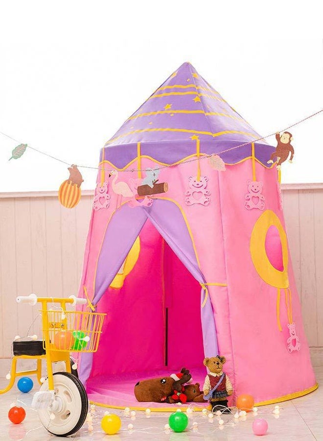 DUNISO خيمة لعب للأطفال، بيت لعب للأطفال، خيمة قلعة داخلية وخارجية للأولاد والبنات (وردي) - Image 1