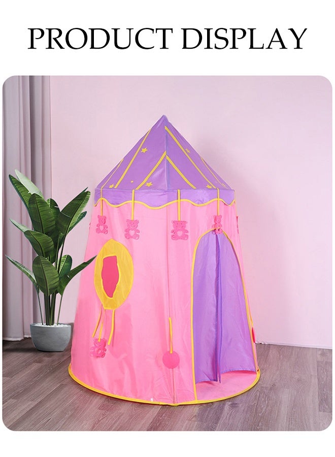 DUNISO خيمة لعب للأطفال، بيت لعب للأطفال، خيمة قلعة داخلية وخارجية للأولاد والبنات (وردي) - Image 5