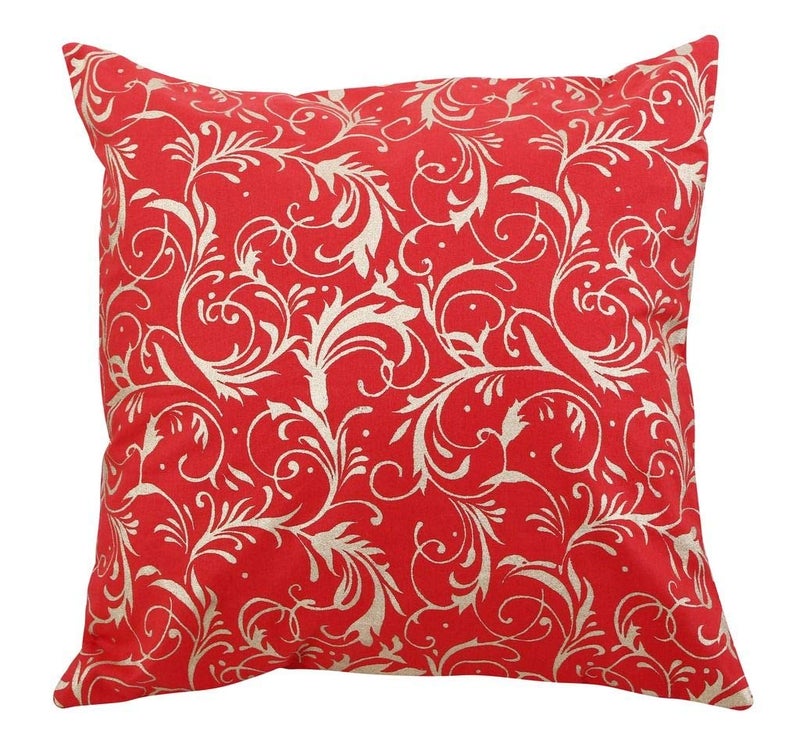 Dekor World Gold Printed Cotton Red Diwan Set (Pack of 6) - Image 4