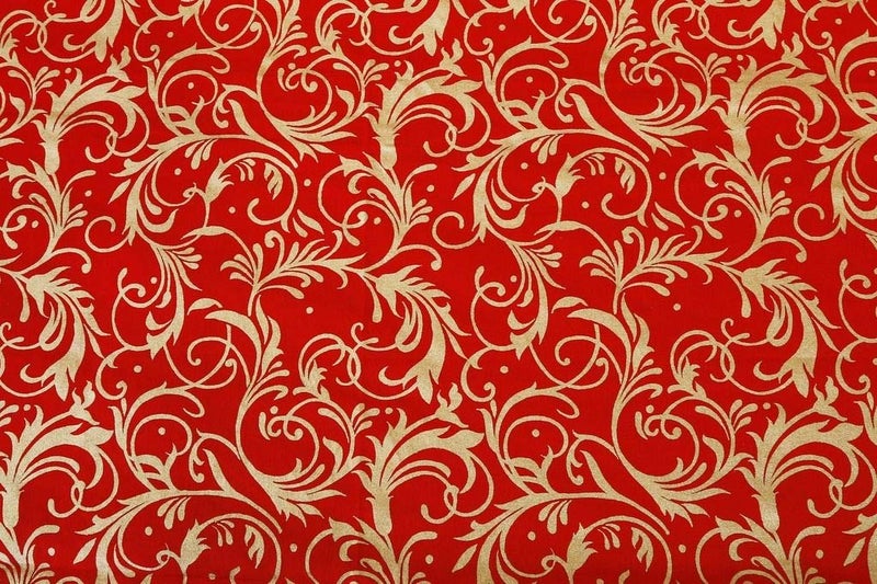 Dekor World Gold Printed Cotton Red Diwan Set (Pack of 6) - Image 3