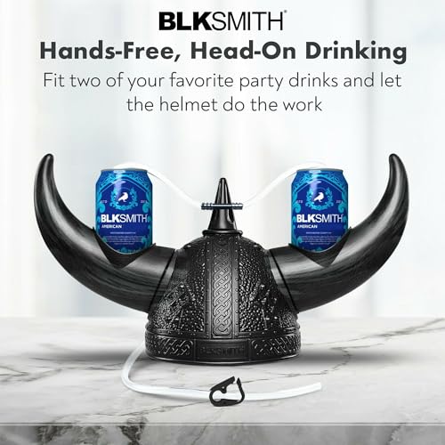 BLKSMITH Viking Drinking Hat | Viking Helmet | Drinking Accessories for Parties & College | Fits 16" - 24" Head - Image 2