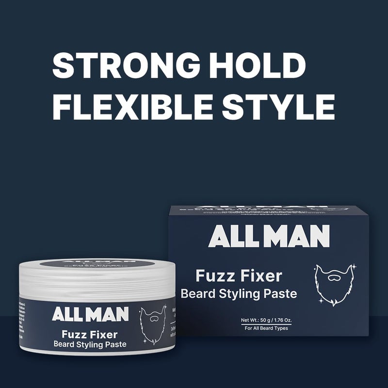 Allman ALL MAN Fuzz Fixer Beard Styling Paste Strong Hold Cream Wax With Mango Butter  Milk Protein for Strong Hair  50g - Image 2
