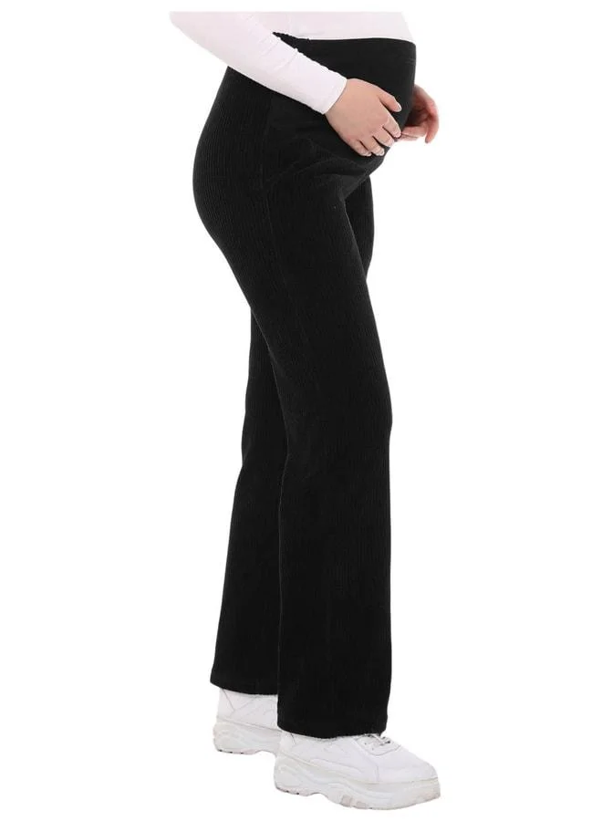 LuvmaBelly Myra8510 Adjustable Waist Winter Velvet Maternity Pants - Black.