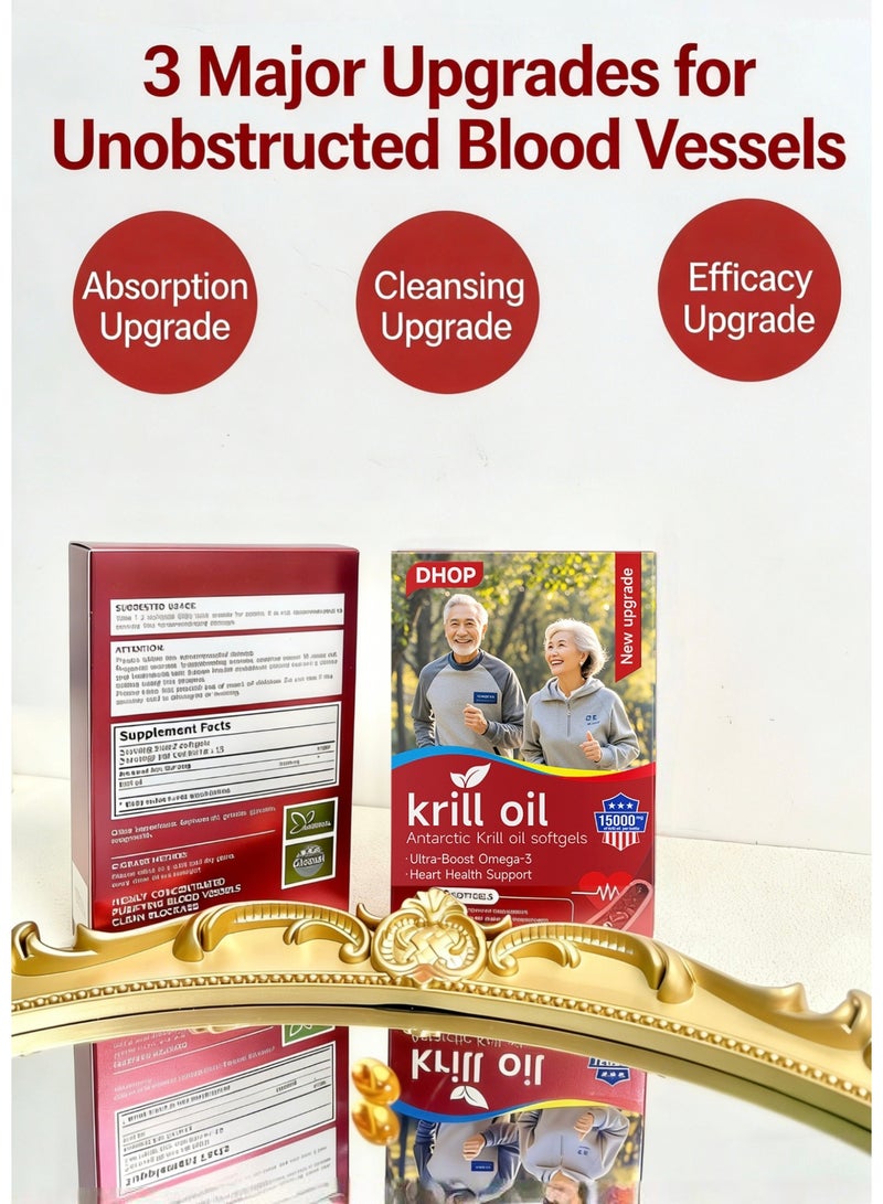 DHOP Pure Arctic Krill Oil Softgels - Supports Heart, Brain and Vascular Health, Rich in EPA, DHA and Astaxanthin - No Additives, Helps Maintain Healthy Cholesterol and Memory - Image 4
