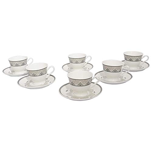 Saaikee Bone China Tea Cup Set of 6, Deluxe Gold Line Tea & Coffee Cup Set with Saucers | Tea Cup Set| Premium Tea Cup Set of 6 Cups for Home, Office & Gifting (160ML) - Image 2