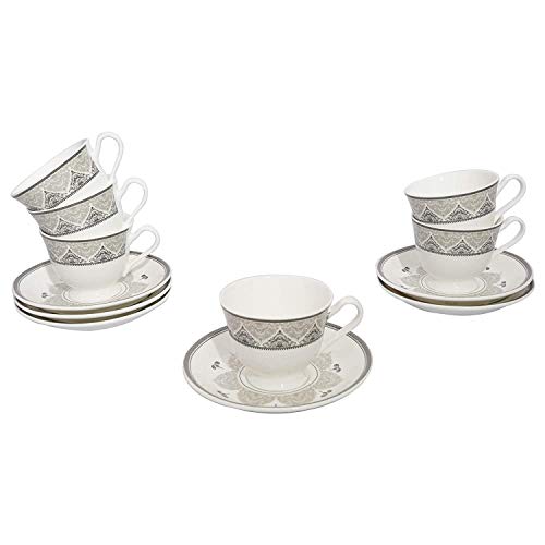 Saaikee Bone China Tea Cup Set of 6, Deluxe Gold Line Tea & Coffee Cup Set with Saucers | Tea Cup Set| Premium Tea Cup Set of 6 Cups for Home, Office & Gifting (160ML) - Image 3
