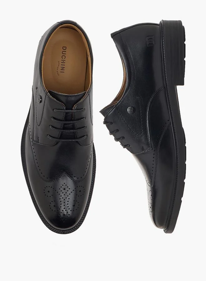 Duchini Men Lace-Up Leather Derby Shoes