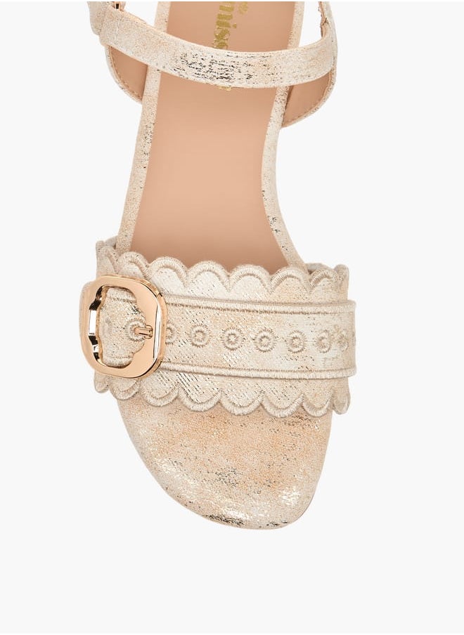 Little Missy Girls Textured Strap Sandals With Hook And Loop Closure  - Image 3