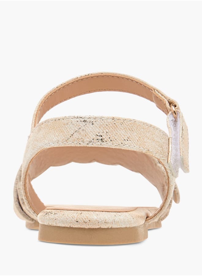Little Missy Girls Textured Strap Sandals With Hook And Loop Closure  - Image 4