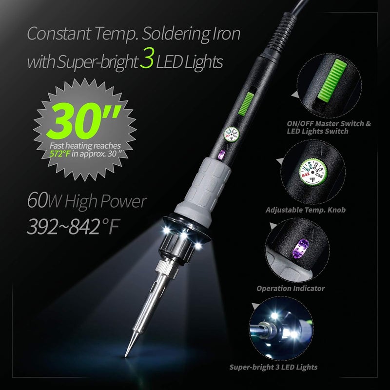 YIHUA 947-V Soldering Iron Kit with LED Lights, Temperature Control, and Accessories - Image 3