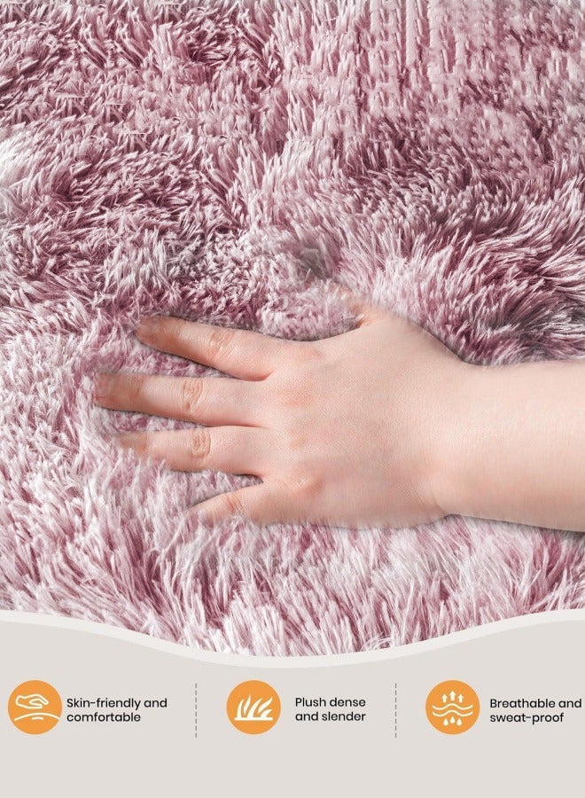 Optico Super Soft Fluffy Area Rug Anti-Slip Plush Rug High Pile Tie Dye Rug for Living Room Bedroom Kids Room (Tie Dye Pink, 40*60CM) - Image 2