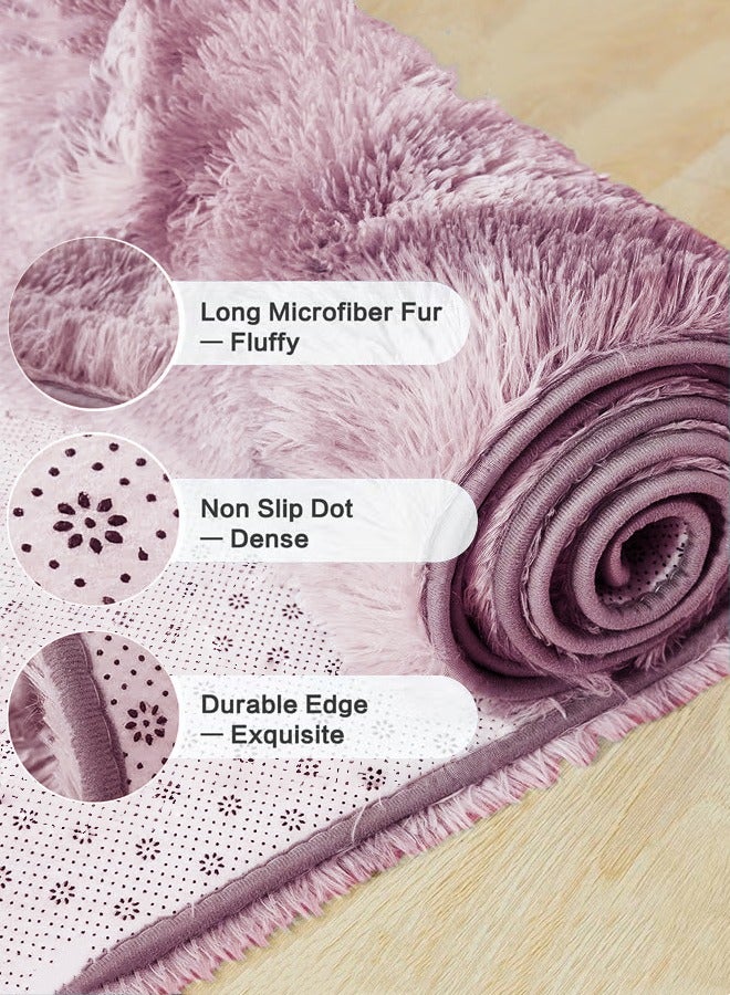 Optico Super Soft Fluffy Area Rug Anti-Slip Plush Rug High Pile Tie Dye Rug for Living Room Bedroom Kids Room (Tie Dye Pink, 40*60CM) - Image 3