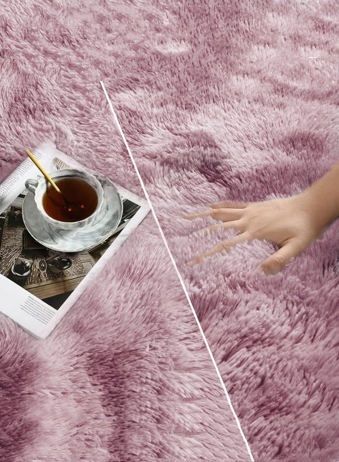 Optico Super Soft Fluffy Area Rug Anti-Slip Plush Rug High Pile Tie Dye Rug for Living Room Bedroom Kids Room (Tie Dye Pink, 40*60CM) - Image 4