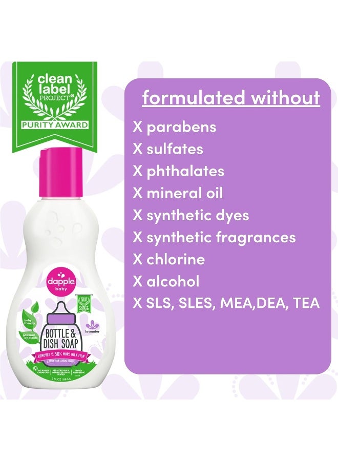 Dapple Baby Bottle Soap, Hypoallergenic Dish Soap for Baby Bottles, Powered by Plants, Travel Size, Lavender, 3 Fl Oz (Pack of 1) - Image 4