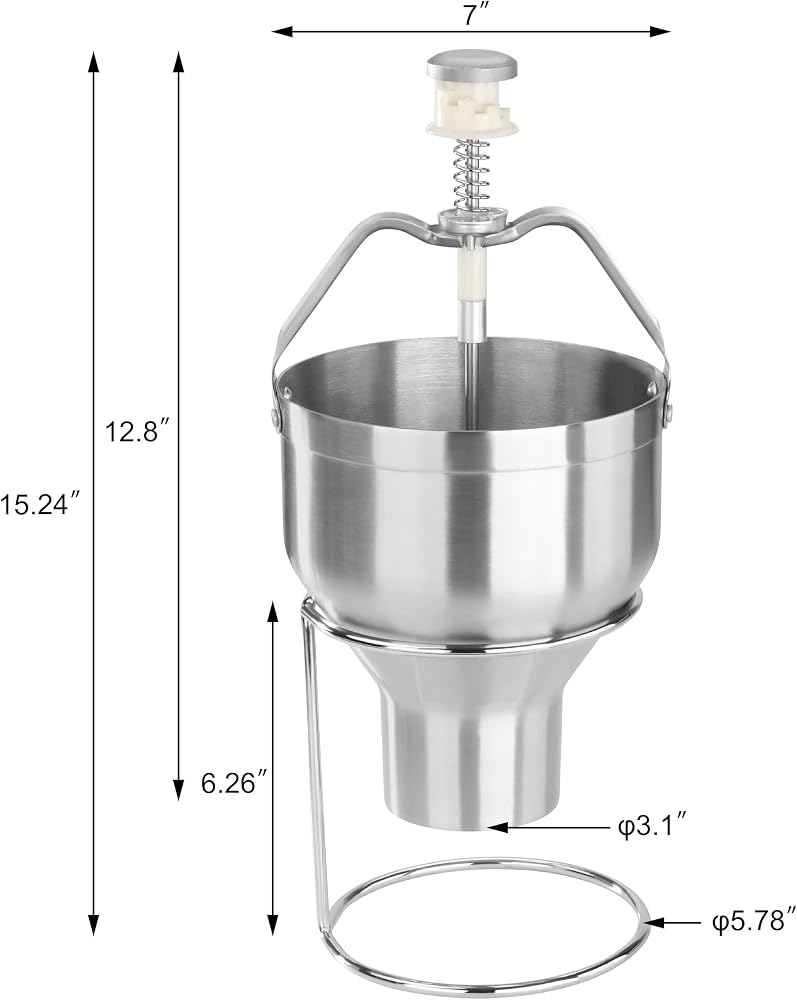 New Star Foodservice 37470 Commercial Grade Stainless Steel 18/8 Pancake Dispenser with Stand, Silver - Image 1