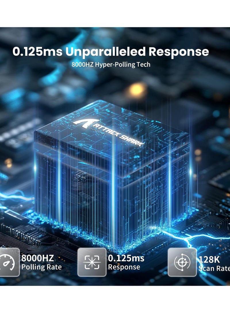 هجوم القرش لوحة مفاتيح X68 HE بتردد 8000 هرتز، ودقة استجابة 0.01 مم، لوحة مفاتيح ألعاب سلكية مزودة بمفاتيح مغناطيسية، وإمكانية ضبط مستوى التشغيل، واستجابة سريعة، وخاصية Snap Tap، وإضاءة RGB لأجهزة الكمبيوتر الشخصية وأجهزة Mac، لون أسود. - Image 3