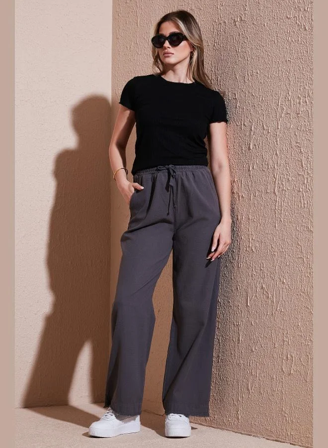 Lela Lela Cotton Relaxed Fit High Waist Wide Leg Pants Women's TROUSERS 668YP5275
