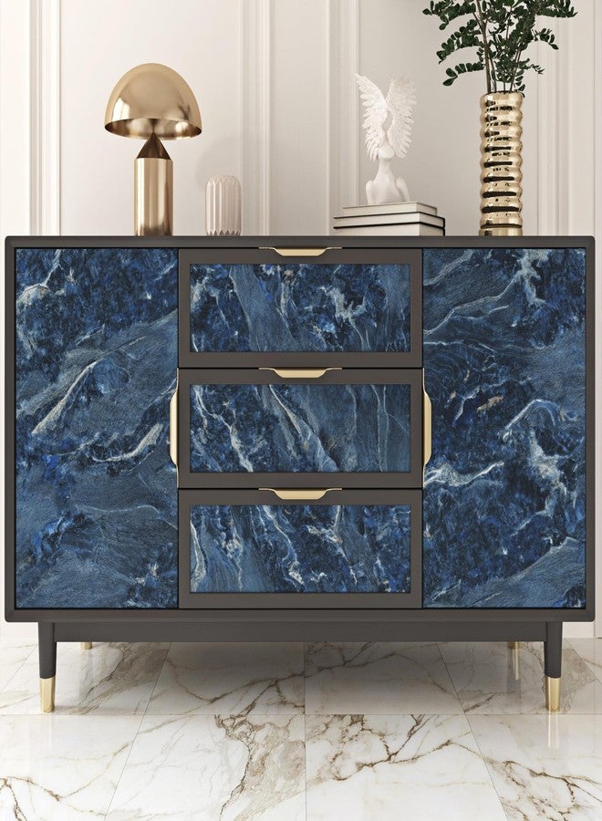 Wallercity Matte Blue Marble Contact Paper for Countertop Thick Blue Marble Wallpaper Peel and Stick Countertops for Kitchen Bathroom Waterproof Removable Wall Paper for Cabinets Table Top 15.8x236 IN - Image 4