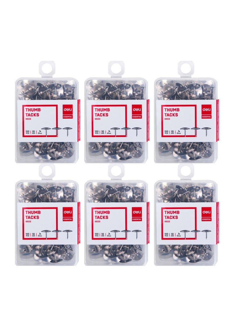 Deli 600-Piece Thumb Tack Silver  - Image 1