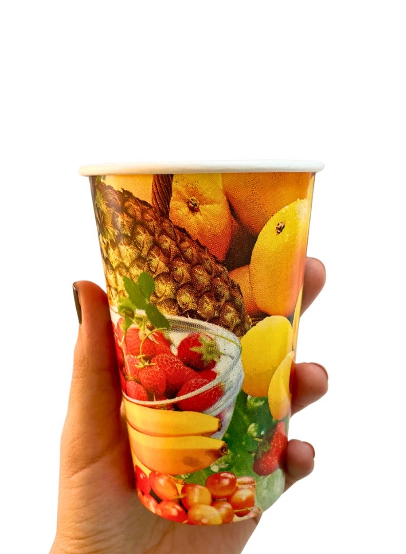 Nice Pack 100-Pieces 12oz Printed Paper Juice Cups - Image 1