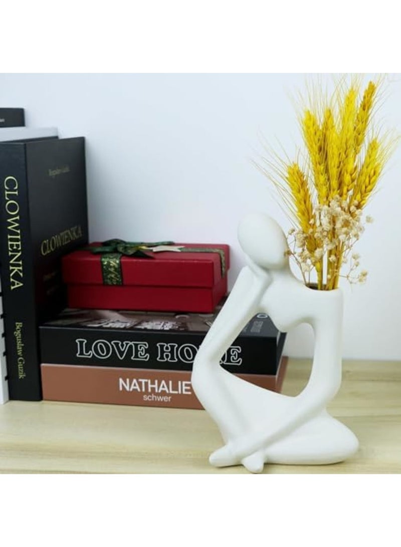 SYOSI White Ceramic Vase, Dried Flower Vase, Pampas Grass Vase, Idea Gift, Suitable for Many Scenes, Humanoid Home Vase Decor Accessories, Minimalist Home Living Room Office Décor for Flower Arrangements - Image 5
