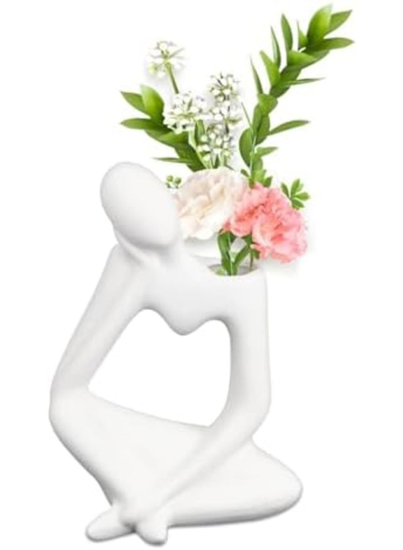 SYOSI White Ceramic Vase, Dried Flower Vase, Pampas Grass Vase, Idea Gift, Suitable for Many Scenes, Humanoid Home Vase Decor Accessories, Minimalist Home Living Room Office Décor for Flower Arrangements - Image 1