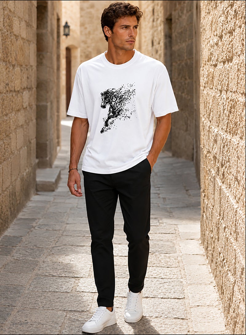 Hero Basic Oversized Horse Print T-Shirt