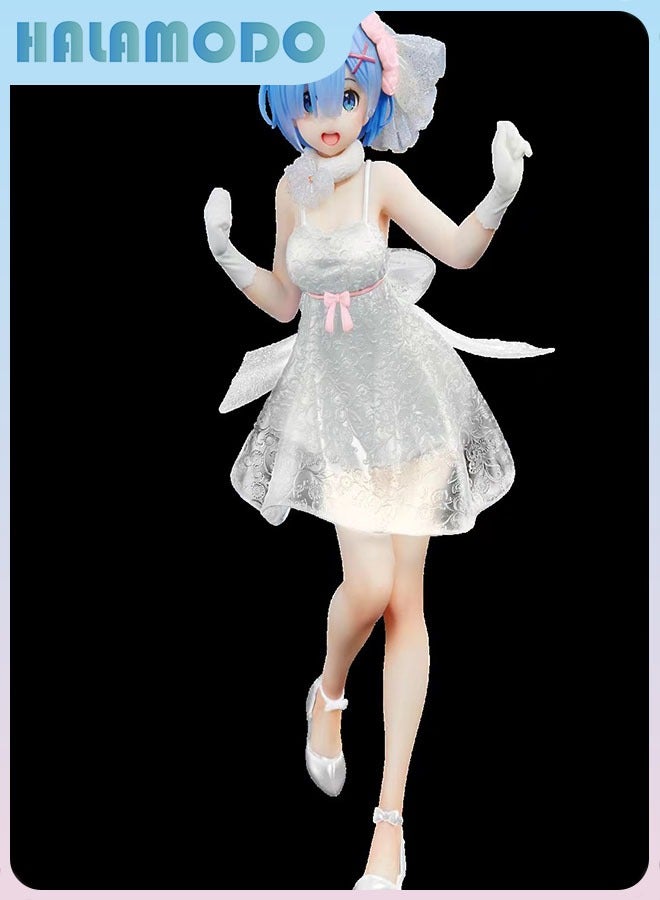 HALAMODO Re - Zero Starting Life in Another World Cute Rem in White Wedding Crystal Dress Figure - Ideal Gift for Girls - Image 3