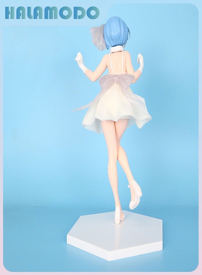 HALAMODO Re - Zero Starting Life in Another World Cute Rem in White Wedding Crystal Dress Figure - Ideal Gift for Girls - Image 4