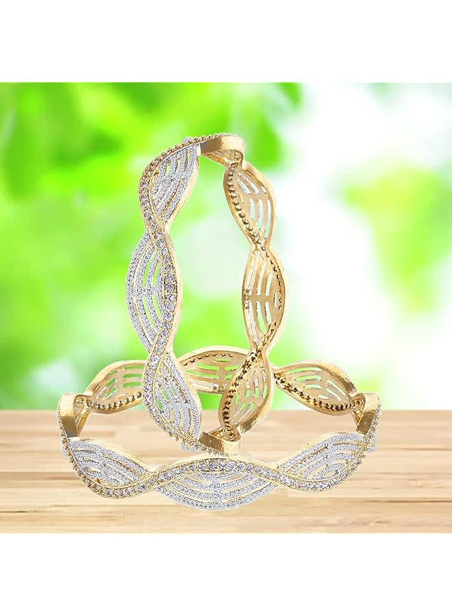 YouBella White Golden American Diamond Gold Plated Jewelry Bangles For Women And Girls 2.8 - Image 4