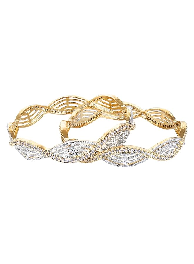 YouBella White Golden American Diamond Gold Plated Jewelry Bangles For Women And Girls 2.8 - Image 5