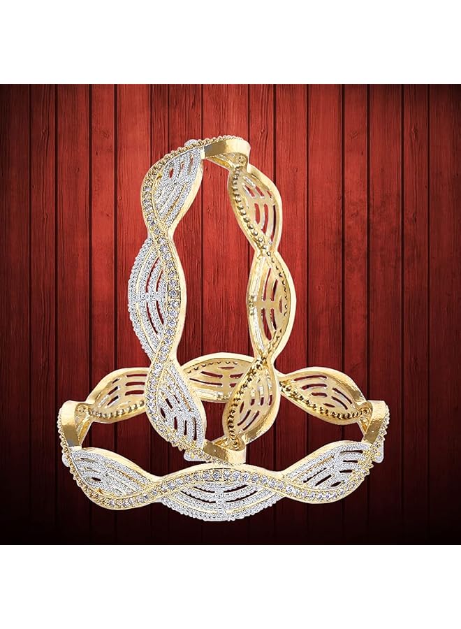 YouBella White Golden American Diamond Gold Plated Jewelry Bangles For Women And Girls 2.8 - Image 3