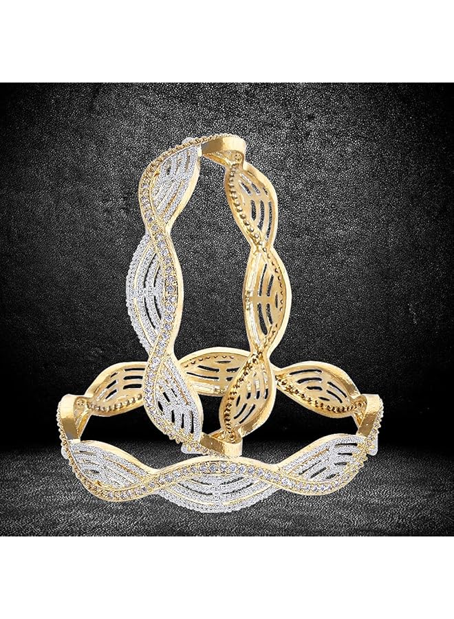 YouBella White Golden American Diamond Gold Plated Jewelry Bangles For Women And Girls 2.8 - Image 2