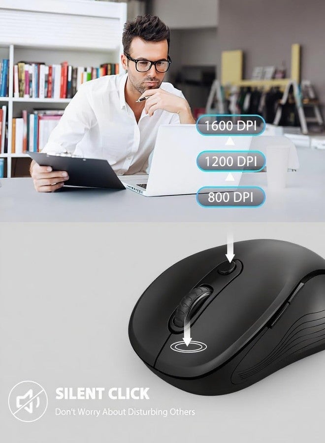 Trueque Wireless Mouse for Laptop, 2.4GHz Ergonomic Computer Mouse with Back & Forward Buttons, 3 Levels Tracking Speed, 6 Buttons, Optical USB Cordless Mice for Windows Chromebook MacBook PC - Image 4
