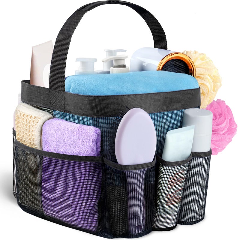 Attmu Mesh Shower Caddy Portable for College Dorm Room Essentials with 8 Pockets Hanging Shower Caddy Dorm Basket Quick Dry Shower Bag for Bathroom