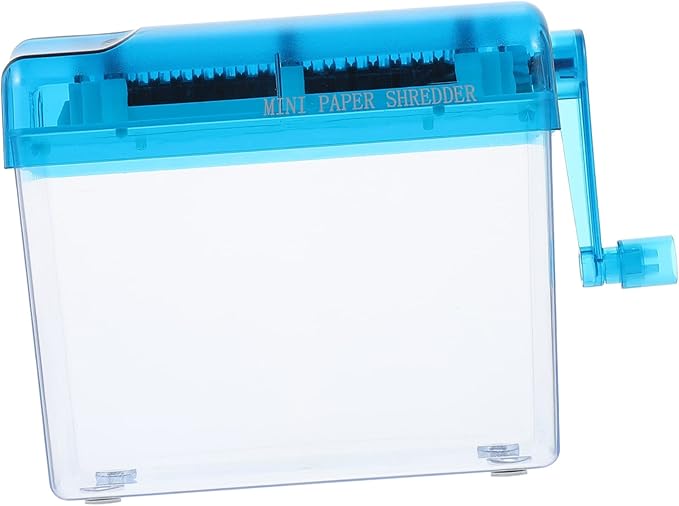 Blue Mini Manual Shredder for Home Office Small Desktop Paper Shredder - Image 1