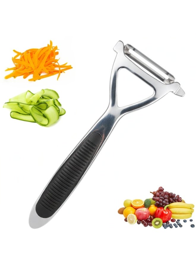 لوكاداه مقشرة خضراوات وتفاح للمطبخ، مقشرة فواكه وجزر وخضراوات وبطاطس، على شكل حرف Y، مقشرة من الفولاذ المقاوم للصدأ، بمقبض مريح غير قابل للانزلاق وشفرة حادة، متينة وجيدة - Image 1