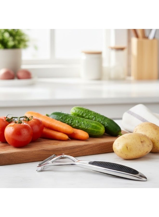 لوكاداه مقشرة خضراوات وتفاح للمطبخ، مقشرة فواكه وجزر وخضراوات وبطاطس، على شكل حرف Y، مقشرة من الفولاذ المقاوم للصدأ، بمقبض مريح غير قابل للانزلاق وشفرة حادة، متينة وجيدة - Image 3
