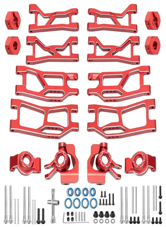 LRFHL Aluminum Suspension Arms Front Rear and Upper Lower Suspension Arms for Traxxas 1/16 Mini XRT Monster Truck Upgrade (Red) - Image 1