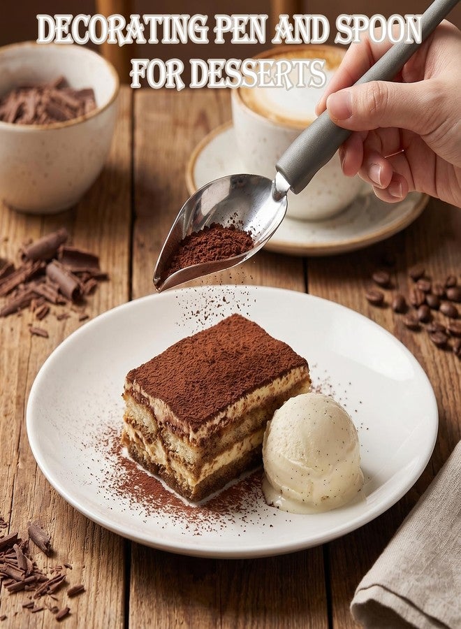 ValueBargain 2 Pcs Drizzle Tool, Drizzle Spoon Professional Stainless Steel Chocolate Filter Spoons Plating Spoon for Decorative Plates, Cake, Coffee - Image 5