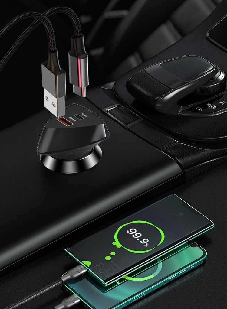 وافي شاحن سيارة سريع الشحن مع منافذ مزدوجة وتصميم واحد إلى اثنين - Image 2