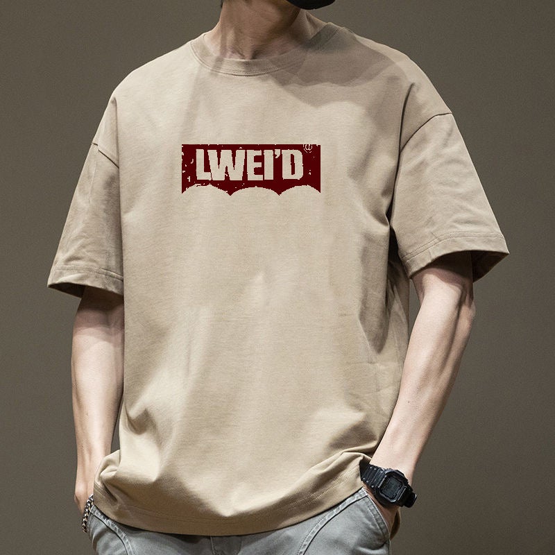 Men's Short-Sleeved T-Shirt Summer American Fashion Brand Retro Heavyweight Large Size Versatile Loose Half-Sleeved Round Neck T-Shirt - Image 5