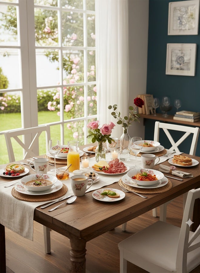 Timmy 25-Piece Opalware Dinner Set - Premium Printed Glass Tableware Crockery Collection, Durable and Lightweight, Ideal for Daily Family Meals, Special Occasions, and Elegant Home Dining. - Image 2