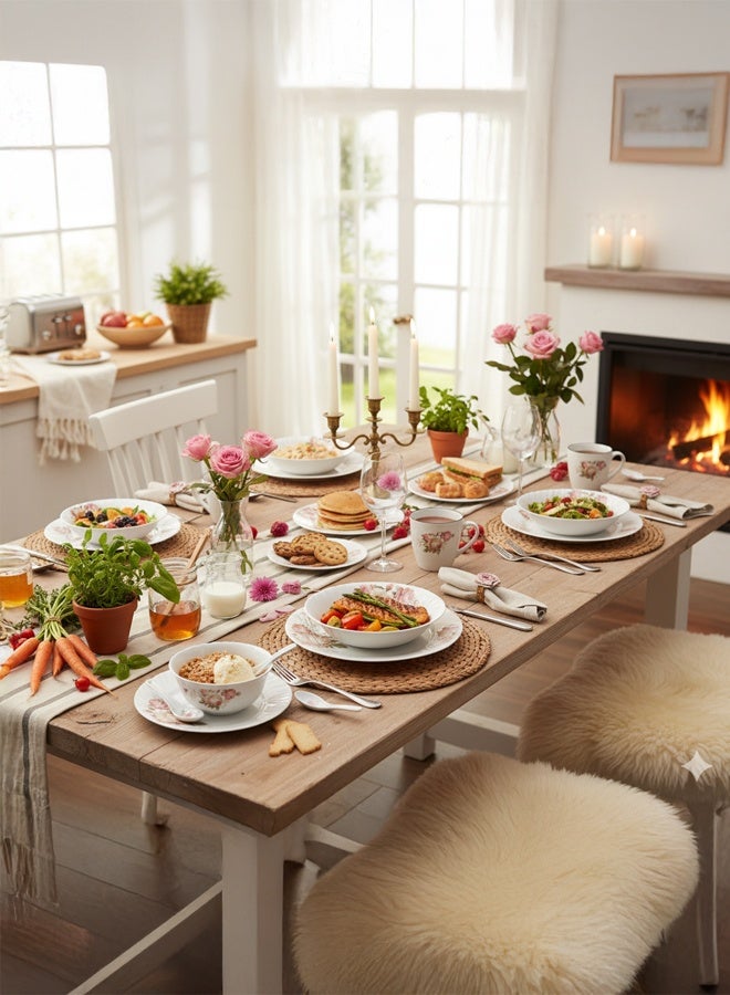 Timmy 25-Piece Opalware Dinner Set - Premium Printed Glass Tableware Crockery Collection, Durable and Lightweight, Ideal for Daily Family Meals, Special Occasions, and Elegant Home Dining. - Image 5