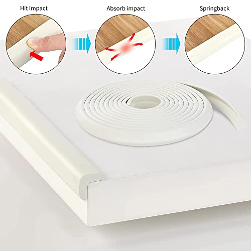 AMAZARA Baby Proofing Edge & Corner Guards | Extra Long 16.4Ft Edge + 8 Pre-Taped Corner Protectors | Child Safety Furniture Cushions | White - Image 3