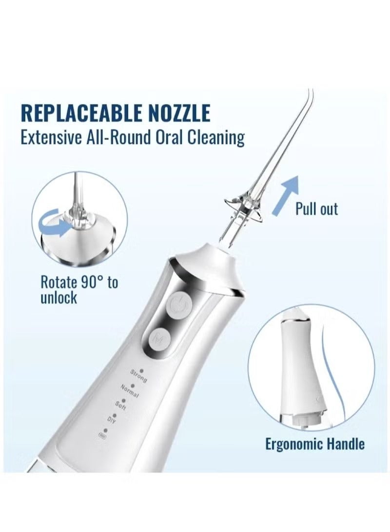 JWSISSIE Portable Water Dental Flosser For Teeth Cleaning Dental Oral Irrigator With 4 Modes Scalable 5 Jet Nozzles IPX7 Water Resistance 300ML - Image 4