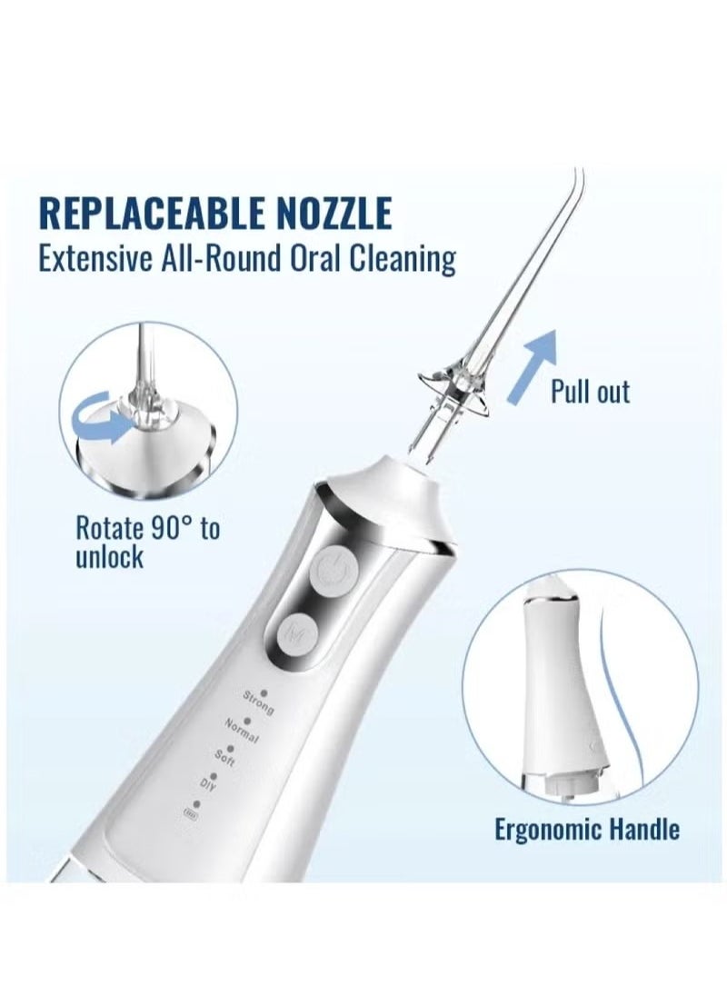 JWSISSIE Portable Water Dental Flosser For Teeth Cleaning Dental Oral Irrigator With 4 Modes Scalable 5 Jet Nozzles IPX7 Water Resistance 300ML  - Image 2