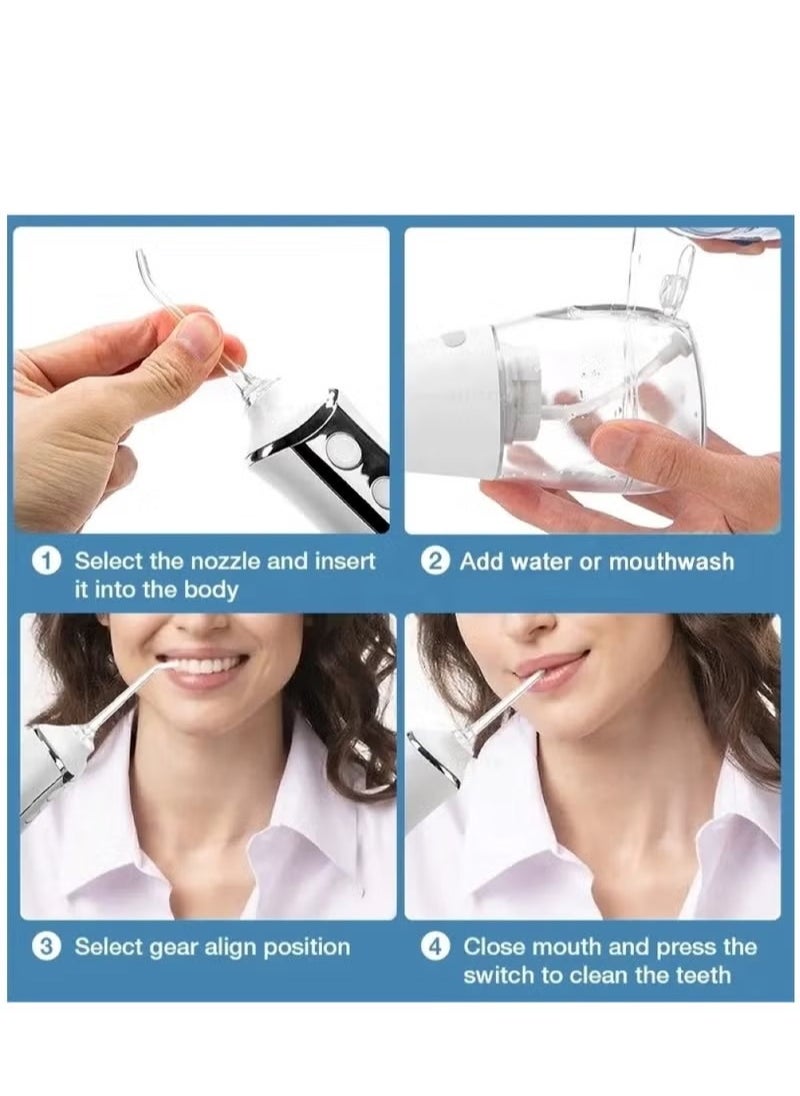 JWSISSIE Portable Water Dental Flosser For Teeth Cleaning Dental Oral Irrigator With 4 Modes Scalable 5 Jet Nozzles IPX7 Water Resistance 300ML  - Image 4