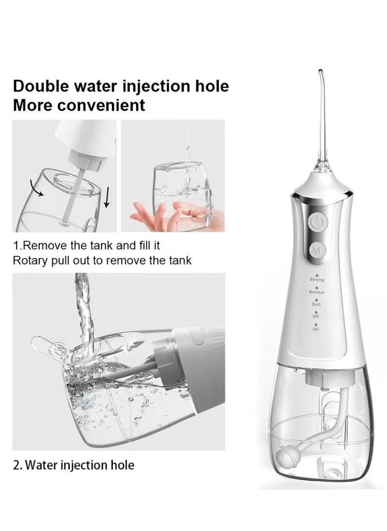 JWSISSIE Portable Water Dental Flosser For Teeth Cleaning Dental Oral Irrigator With 4 Modes Scalable 5 Jet Nozzles IPX7 Water Resistance 300ML  - Image 5